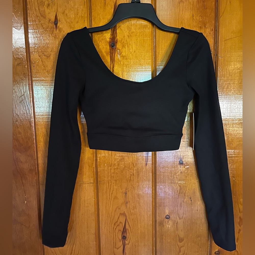 Fashion Nova Black Long Sleeve Crop Top